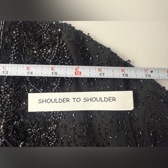 Niteline Della Roufogali Beaded Black Jacket 100% Silk Evening Wear Size XL - Picture 10 of 12